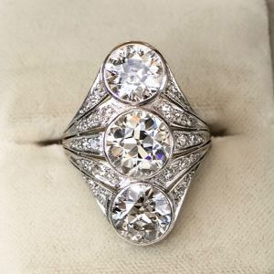 Vintage Split Shank White Sapphire Engagement Ring For Women