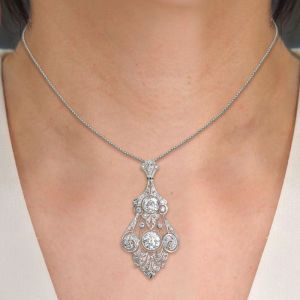 Vintage White Sapphire Round Cut Pendant Necklace For Women