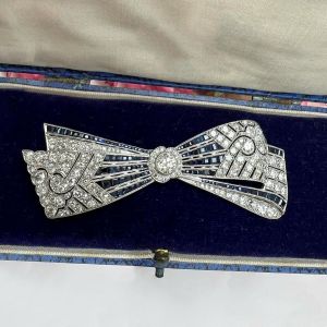 Art Deco Round Cut White Sapphire Brooch For Women