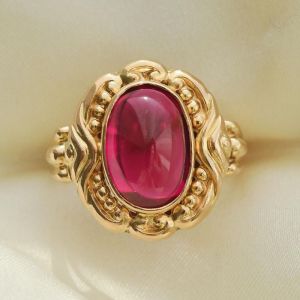 Vintage Golden Oval Cut Ruby Sapphire Engagement Ring For Women