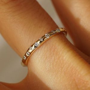 Golden Round Cut White Sapphire Wedding Band For Women