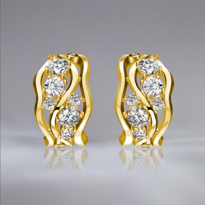 Golden Round Cut White Sapphire Hoop Earrings For Women