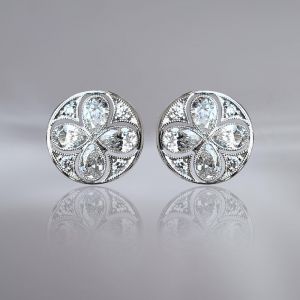 Classic Pear Cut White Sapphire Stud Earrings For Women