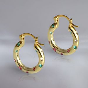 Golden Round Cut Multi-Sapphire Hydrangea Hoop Earrings For Women