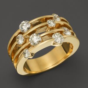 Golden Round Cut White Sapphire Wedding Band For Women