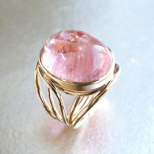 Fancy Oval Cut Cabochon Pink Sapphire Engagement Ring For Women