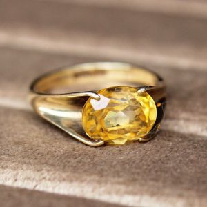 Vintage Oval Cut Yellow Sapphire Engagement Ring For Women